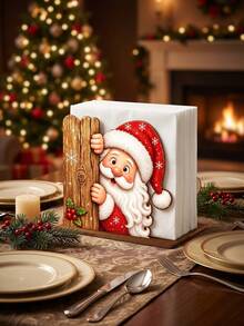 1pc Christmas Decoration Kitchen Paper Towel Holder - Desktop Tabletop Roll Holder (Combines Display And Storage Functions), Fun Santa Claus Design, Suitable For Kitchen, Bathroom, Living Room And Dining Room, Decorative Ornament - Multicolor - View 5