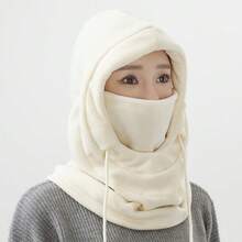 1 st multifunktionell ansiktsmask med huva och nackvärmare, flerfärgad varm fleecehuvudbonad, unisex utomhus sportmössa för kallt väder - Multifärgad - Visa 4
