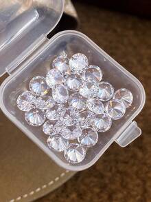 Storage Box With Approx. 25pcs Grade A Cubic Zirconia Round Shiny Jewelry DIY Accessories - Clear - View 5