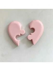 Puzzle Heart-Shaped Drawstring Lock, 2pcs Split Heart Stoppers, Plastic Toggle Buckle, Suitable For Sweatpants, Hoodies, Backpacks, Clothing Accessories, Drawstring Lock Replacement Parts, For Drawstring Repair, Couple Valentine's Day Gift - A - View 6