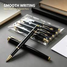 Black Silver Gold Trim Ballpoint Pen Set - Sets - View 3