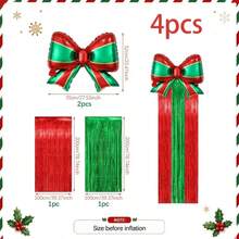 Christmas Bow Balloons 4 Packs, Red Green Foil Balloons For Holiday Party, Christmas Tree, New Year, Home Decor, Photo Booth Props, Birthday Supplies - View 8