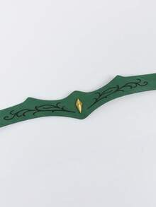 1pc Green PU Leather Elf Headband, Vine Pattern Forest Crown Headpiece With Gold Rhombus Decoration, Medieval Renaissance Fantasy Cosplay LARP Halloween Costume Accessory - TD - View 2
