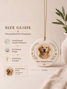 Personalized Pet Photo Hanging Ornament, Custom 3-Inch Dog Or Cat Keepsake, Pet Lover Gift, Dog Mom Cat Mom Gift, Christmas Tree Decor Hanging Ornament - Multicolor - View 5