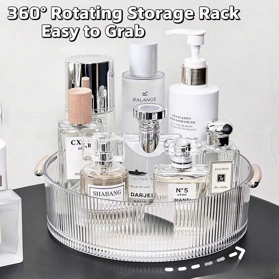 360° Rotating Transparent Makeup Organizer, Perfume & Skincare Storage Rack, Kitchen Spice Organizer, Rotatable Storage - Clear - View 1