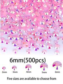 2mm-6mm 树脂水钻、平底水晶、粉色 AB 未经热处理水钻，适用于 DIY 工艺品、杯子、瓶子、玻璃杯、服装、散装闪亮水晶石、工艺装饰品 - 粉紅色AB - 查看 14