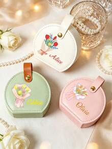Customized Personalized Minimalist Rectangular Jewelry Box, Custom Name Design, Multi-Compartment Storage Box, Suitable For Rings, Earrings, Necklaces, Watches, Portable Travel Jewelry Organizer, Birthday, Bridesmaid, Wedding, Christmas Gift - Multicolor - View 4