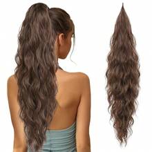 Tóc giả đuôi ngựa dài 28 inch xoăn sóng nước cho nữ, tóc nối quấn quanh kiểu Magic Wand kèm gậy cố định đuôi ngựa - Nhiều màu - Xem 9