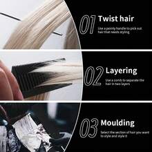 3/1pc Plastic Threaded Non-Slip Steel Needle Tail Comb, Highlighting Comb - Multicolor - View 4