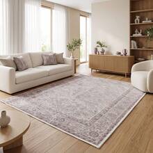 Washable Modern Minimalist Patterned Area Rug – Scandinavian Geometric Design, Contemporary Washable Carpet For Living Room, Bedroom & Home Decor - Dusty Pink - View 3