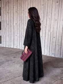 Hafizah Modest Textured Jacquard Long Sleeve Jacket For Women, Summer Spring Black Fall - Black - View 5