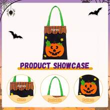 1pc Personalized Halloween "Trick Or Treat" Basket, Candy Bucket, Embroidered Name Bag, Happy Halloween Gift, Embroidered Name Storage Bag, Halloween Party Bag - Multicolor - View 3