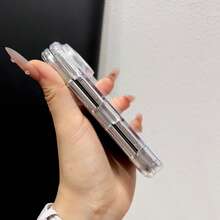 適用於 iPhone 18 Duo 可摺疊手機殼 全新 Phantom Shield 氣囊防摔 矽膠軟殼 橫條紋 全包覆 多角度保護 鏡頭保護蓋 多色 中性款 - 無色 - 查看 3