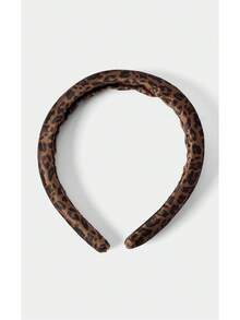 Noxbound 1pc 38cm/14.96in Leopard Print Velvet Headband, Soft Sponge Padded, Fashionable & Versatile - Multicolor - View 5