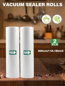 2 Rolls Vacuum Sealer Bags, 3 Meters Long, 5 Sizes Available, Vacuum Bags Roll, Vacuum Freezer Bags, Reusable, Durable And Tear-Resistant, Suitable For Food Storage And Low-Temperature Cooking, Essential Kitchen Supplies - View 2