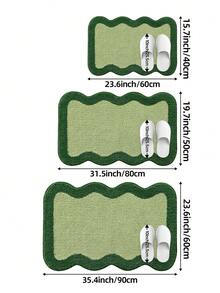 1件裝浴室地墊 植絨蓬鬆踩踏感 波浪不規則造型 TPR底背防滑地墊 適用廚房、戶外、室內、走廊、臥室、客廳床邊 可機洗易清潔 浴室秋季裝飾地毯 - 綠色 - 查看 3