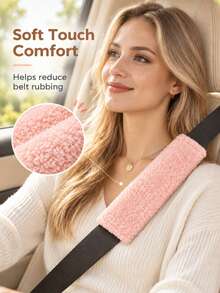 Car Seat Belt Shoulder Pad, Soft Seat Belt Cover, Plush Shoulder Strap Protector, Anti-Friction Comfortable Cushion, Wrap-Around Fit, Universal Vehicle Interior Accessory, Suitable For Driving, Travel, Road Trip, Commute, Neck And Shoulder Comfort Pad - A - View 8