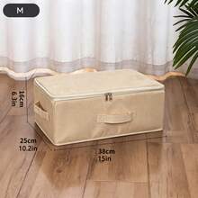 Zippered Storage Box With Handle, Foldable Storage Bin With Lid, Home Cube Storage Basket, Wardrobe Clothes Organizer - Beige - View 11