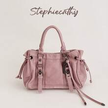 STEPHIECATHY Large Women's Vintage Distressed PU Leather Shoulder Tote Bag, Women's Retro Y2K Multi-Pocket Street Style Handbag, Suitable For Commuting, Shopping, And Travel - Multicolor - View 1