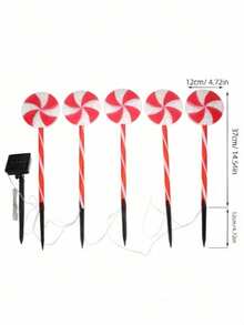 Christmas Lollipop Solar String Lights, With 5 Lollipops, LED Ground Stake Lights, Auto Charging, Suitable For Garden, Flower Bed, Pathway, Porch And Christmas Party Decoration. - Solar Lollipop Light - View 2