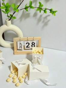 6/12/18pcs Bowknot Popcorn Boxes Party Supplies Candy Gift Boxes Bags Candy Snacks Mini Snacks Candy Food Containers Birthday - White - View 4