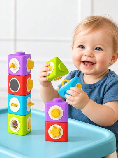 Cubo de Actividades Montessori & Tablero Ocupado Para 0 Meses- 12-En-1 Juguetes de Viaje Para Avión & Coche, Juguetes Educativos de Actividad de Apilamiento & Sensoriales Para Niños Pequeños, Rellenos de Cesta de Pascua Para Niños Pequeños,Juguetes,Juguetes para Bebés,Navidad,Juguetes Para Niños,Juguetes Para Niñas
