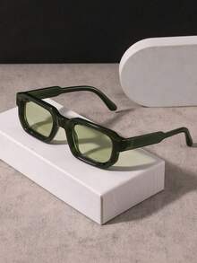 1 PC Men's Lightweight Square Fashion Glasses Solid Color PC Frame Soft Tinted Lens Casual Chic Style For Daily Street Travel Look With Glasses Box - Multicolor - View 7