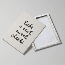 1pc Funny Bathroom Art Print: Take A Seat Sweet Cheeks, Neutral Toilet Humor Print, Powder Room Decor, Neutral Minimalist Humorous Text Introduction Art Poster, Unframed/Framed - Word - View 11