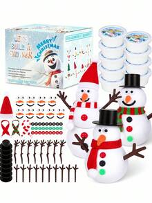 Christmas Handmade DIY Children's Snowman Clay Set, Self-Made Snowman Handmade Modeling Clay Craft Game, Christmas Handmade Gift Winter Christmas Stocking Filler Small Gift - Multicolor - View 2
