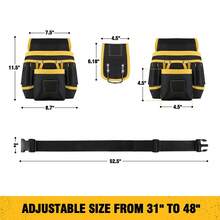 1pc Heavy Duty Tool Belt, 26 Pockets Black Tool Storage Bag With 130/145cm Adjustable Shoulder Strap, Magnetic Tool Clip, Suitable For DIY Woodworking, Home Improvement, For Carpenters, Contractors, Repairmen, Carpenter Tool Bag, Father's Day Gift - A - View 3