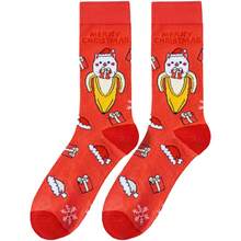1/3 Pairs Random Color Unisex Christmas Socks, Cartoon Cat & Penguin Gift Pattern, Colorblock Cute Personalized Fashion Party Casual Mid-Calf Socks - Multicolor - View 11