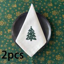 1/2/6pcs Christmas Reindeer Snowflake Christmas Tree Fabric Printed Napkins, Holiday Table Decor Napkins, Party Platter Photo Napkins - Multicolor - View 13