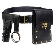 Medieval Retro Leather Set Waist Belt With Fanny Pack Sword Scabbard Hiking Skirt Clip For Halloween & Cosplay Costume Party - A - View 12