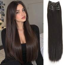 4-Piece Ekstensi Rambut untuk Wanita, Rambut Lurus Panjang, 1-Piece Patch Rambut Penambah Volume Tak Terlihat Tanpa Sambungan dengan Highlight, Penambah Volume Rambut, Ekstensi Rambut Jepit dengan Klip BB, Aksesori Rambut - Hitam - View 11