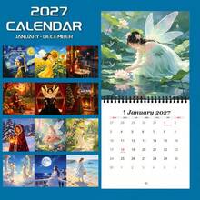 1pc 2027 Anime Girl Theme Calendar | Colorful Design, Square Spiral Calendar, Quirky Art Style Desktop Decor, Fun Holiday New Year Gift, Suitable For Personal Planning And Interesting Office And Home Decoration - Single Piece - View 3