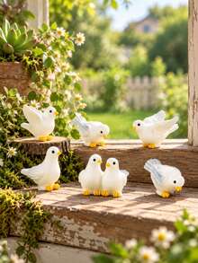 3pcs White Dove Figurines, Mixed Peace Bird Decor, Suitable For Fairy Garden, Bonsai, Flower Pot, Moss Landscape, Bookshelf And Desktop Decoration - White Dove - View 3