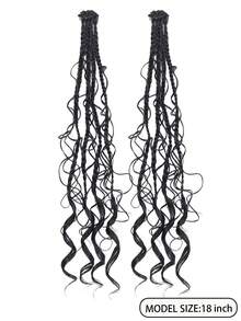 2 Pieces Clip-In Braided Hair Extensions: Bohemian-Style Curly Braid With BB Clips-Perfect For Everyday Wear, Music Festivals, And Party Styling. - Multicolor - View 5