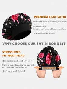 6PCS Women's Printed Satin Wide Brim Sleep Cap Beauty Care Makeup Cap Suitable For Daily Use - Multicolor - View 2