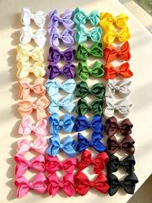 40 Pcs Random 3 Inch Hair Bows Clips For Women Girls,Grosgrain Ribbon Bow Alligator Clips,Pigtail Hair Accessories,Assorted Color Set Christmas Fall - Multicolor - View 2