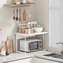 2-Tier Baker's Rack Microwave Oven Rack, Kitchen Counter Storage Organizer, Printer Shelf Fax Rack For Living Room Office - White - View 5