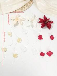 1pc Fashion Bohemian Cattleya Artificial Flower Hair Clip With Tassel, Women's Hair Accessory For Travel, Party, Gift For Friends - Multicolor - View 5