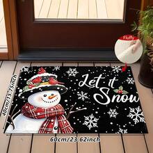 1pc Kitchen Floor Mat, Soft Faux Cashmere Material, Christmas Snowman Pattern, Non-Slip Kitchen Mat, Absorbent Bathroom Mat, Entryway Doormat, Bedroom Door Mat, Suitable For Multiple Scenarios, Room Decor, Holiday Gift - Multicolor - View 12