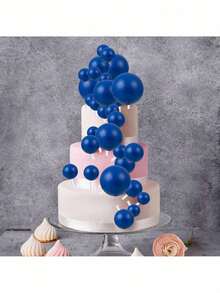 50pcs Cake Decorating Balloon Cake Toppers, Suitable For Wedding, Engagement, Baby Shower, Birthday Party Cake Decorations, Royal Blue Graduation Decor - Blue - View 9