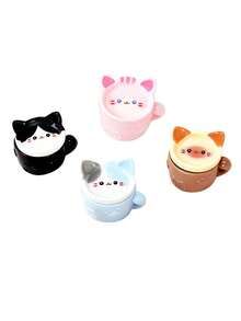 1pc 3-In-1 Cat-Shaped Nail Art Palette & Brush Cleaning Cup, Cute Cartoon Mini Pen Holder, Multi-Function Storage Box For Nail Rhinestones And Pearls, DIY Nail Art Tools For Beginners, Back To School Home And Nail Salon Supplies - Multicolor - View 11