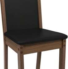 Kit de 6 Sillas de Comedor Tapizadas, Sillas para Mesa de Comedor Diseño Clásico en Madera Color Marrón con Asiento y Respaldo Acolchados Negro para Sala de Comedor - Negro - Ver 2