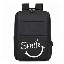 A Business Backpack With Smile Face Print, Unisex Design, Suitable For Campus, Short Trips, Daily Commute And Work, All-Season Large Capacity Compartment For Laptop And Various Learning Supplies - Backpack - View 15