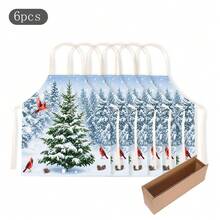 1pc, Christmas Home Decor, Cedar Pattern, Printed Apron, Can Be Used As Christmas Gift, Sleeveless, Neck Strap Design, Suitable For Cooking, Baking And Entertainment, Perfect For Family Dining, Parties, Outdoor BBQ Gatherings, Baking Apron | Bright Color Apron | Polyester Apron | Printed Apron - Multicolor - View 8