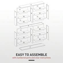 16-Compartment Media Shelf - Black - Black + Engineered Wood - View 6