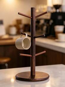 Wooden Mug Tree Holder With 6 Hooks, Countertop Coffee Cup Rack, Kitchen Countertop Wooden Cup Holder, Coffee Bar Teacup Display And Storage Organizer - Multicolor - View 6