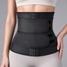 1 chiếc đai định hình eo nữ 2 dây thắt lưng bằng neoprene, corset nén bụng điều chỉnh được bằng móc cài, đai thắt eo nén hỗ trợ tập luyện, giảm cân và nâng đỡ lưng - màu đen - Xem 6